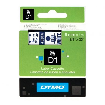 Dymo Cinta D1 Azul sobre Blanco 9mm x 7m